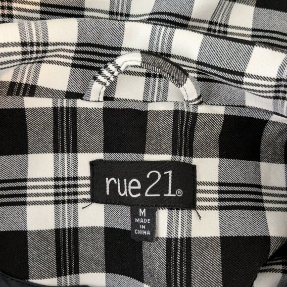 RUE21 Black/White Plaid Stretchy Mid-Length Blazer Jacket; Size M - Picture 3 of 5